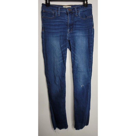 Madewell Pants - Madewell 9" Mid‎ Rise Skinny Jeans Women 28 Cutoff Blue Faded Distressed